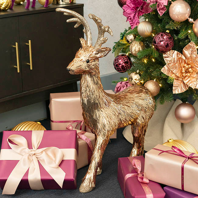 Decorative Grand Standing Reindeer Gold (51x23x74cmH)