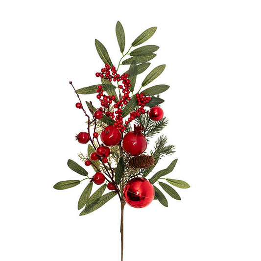 Pomegranate Berry Pinecone Spray Green (57cmH)