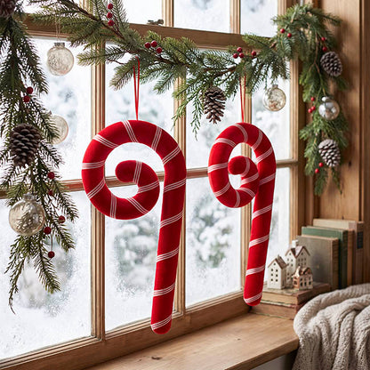 Large Hanging Swirly Candy Cane Red (18.5x4x39.5cmH)