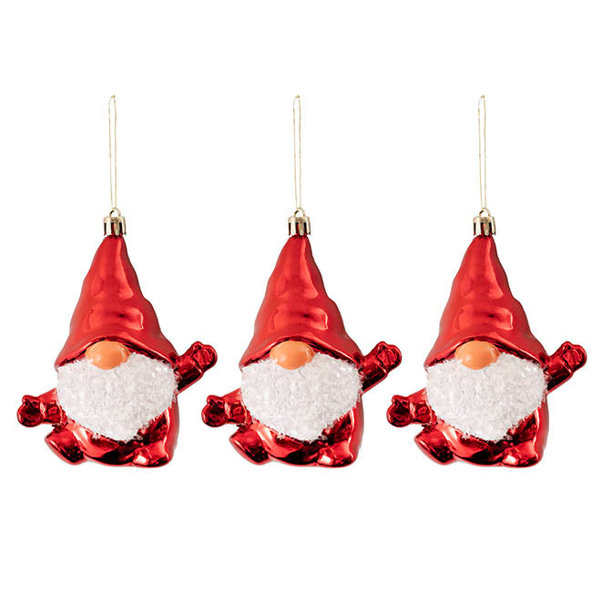 Hanging Christmas Gnomes Pack 3 Red (10x25x11cmH)