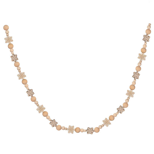 Wooden Bead Snowflake Garland Natural Beige (180cmL)