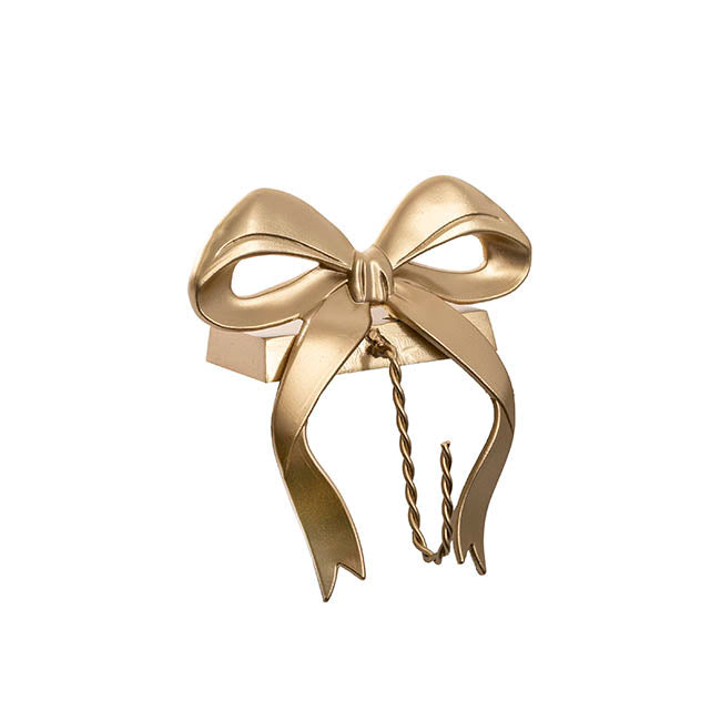 Elegant Bow Metal Stocking Holder Hook Gold (12.5x14cmH)