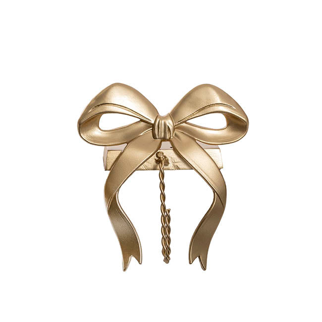 Elegant Bow Metal Stocking Holder Hook Gold (12.5x14cmH)