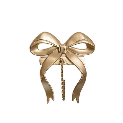 Elegant Bow Metal Stocking Holder Hook Gold (12.5x14cmH)