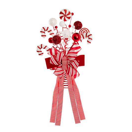 Mixed Candy w Bow Tree Topper Red & White (15x30x42cmH)