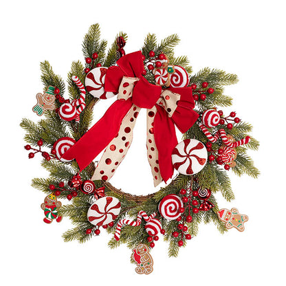 Sweet Candy Gingerbread Man Wreath Red (55cmD)