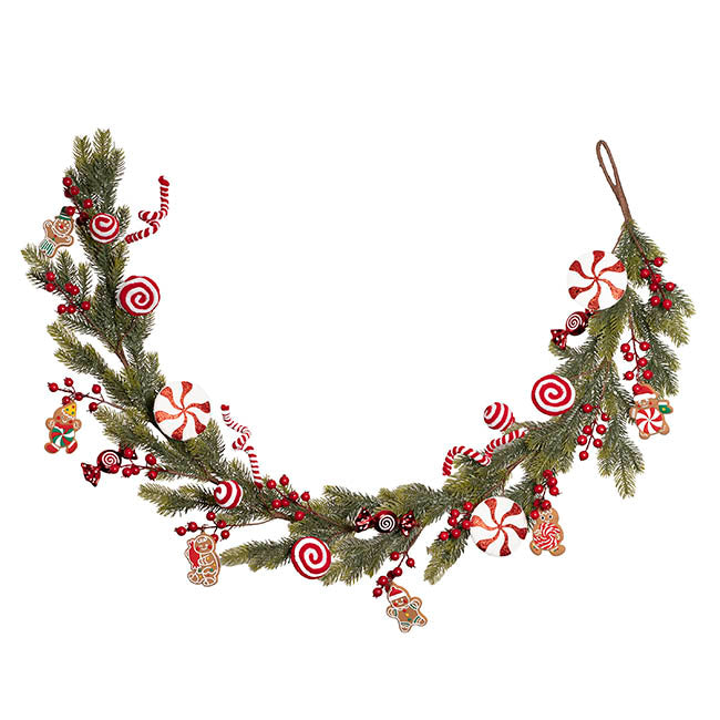 Sweet Candy Gingerbread Man Garland Red (150cmL)