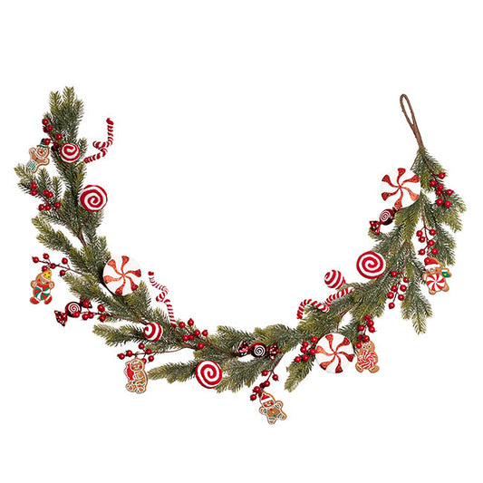 Sweet Candy Gingerbread Man Garland Red (150cmL)