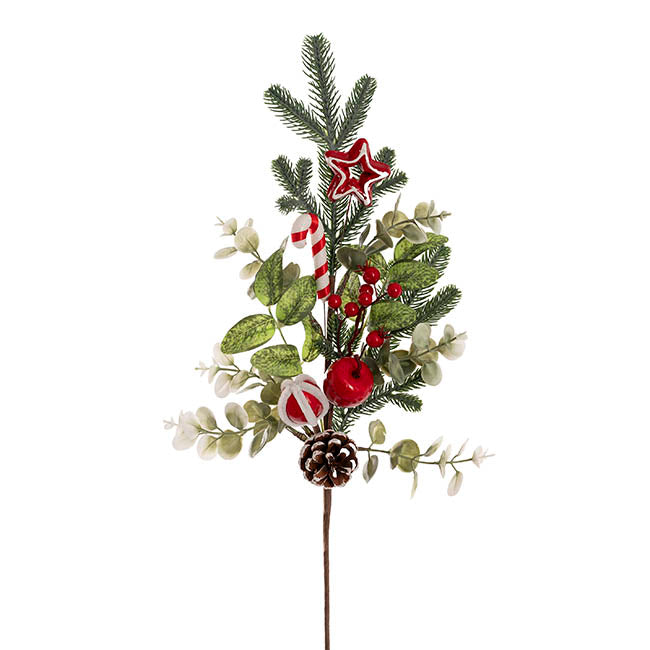 Mixed Pine Candy Apple Spray Red (50cmH)