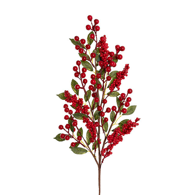 Berry Leaf Spray Red (67cmH)