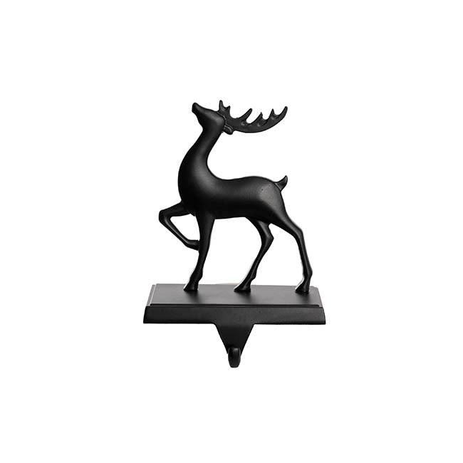 Reindeer Metal Stocking Holder Hook Matte Black (18.5cmH)