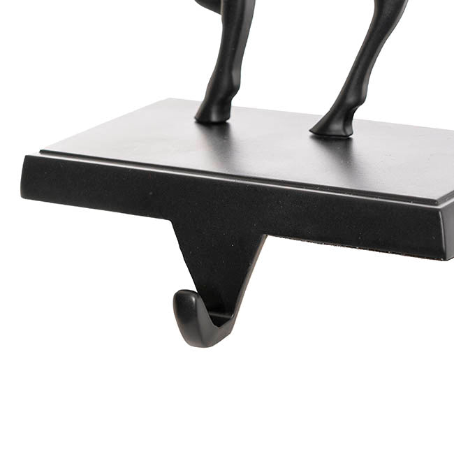 Reindeer Metal Stocking Holder Hook Matte Black (18.5cmH)