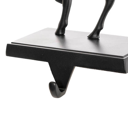 Reindeer Metal Stocking Holder Hook Matte Black (18.5cmH)