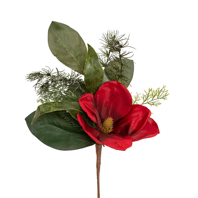 Mixed Fern Red Magnolia Spray Green (51cmH)