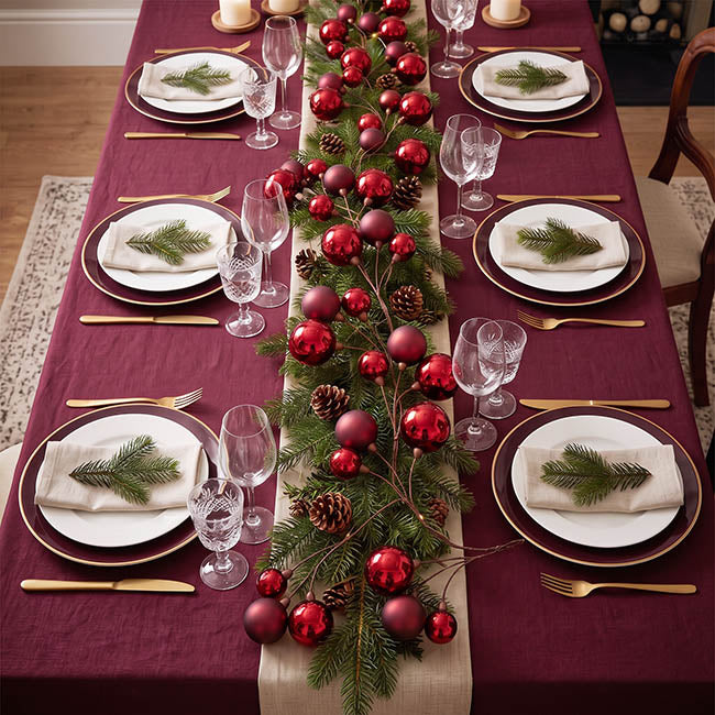 Bauble Garland Shiny Burgundy (180cmL)