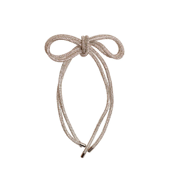 Hanging Diamante Jewel Bow Silver (17x20cm)