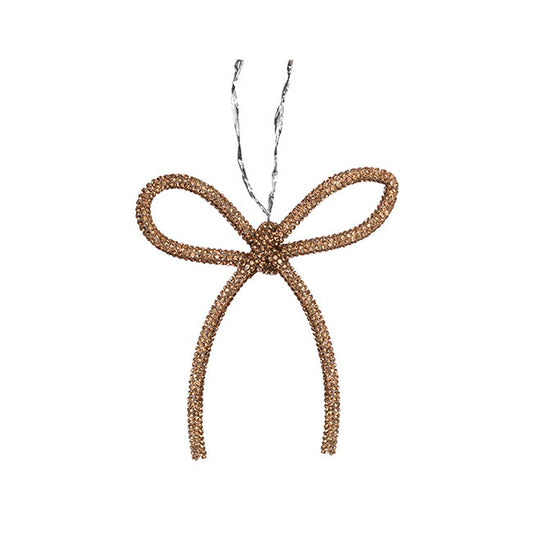 Hanging Diamante Jewel Bow Pack 6 Gold (9.5x11cm)