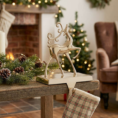 Elegant Reindeer Stocking Holder Gold (18.5cm)
