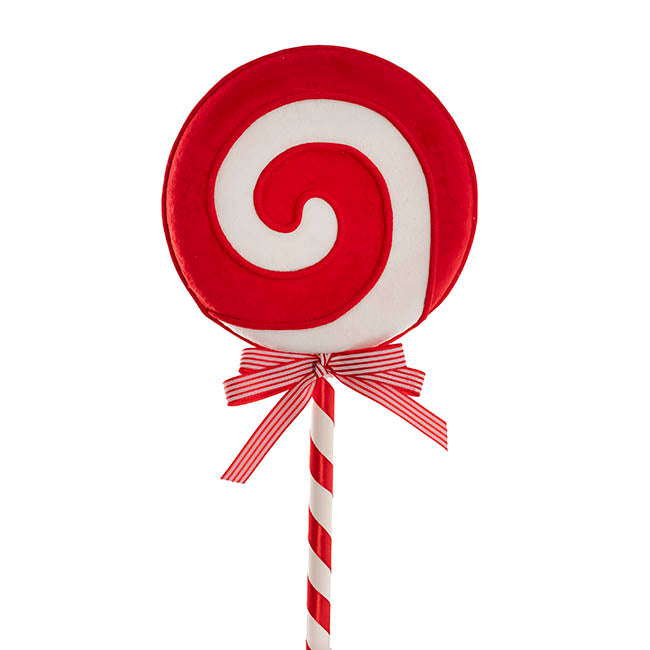 Swirly Lollipop Pick Red & White (20cmDx45cmH)