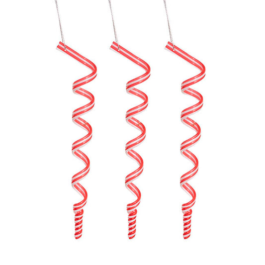 Hanging Swirly Candy Teardrops Pack 3 Red & White (20cmH)