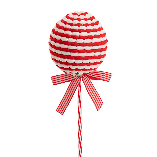 Striped Ball Pick Red & White (11cmDx30cmH)