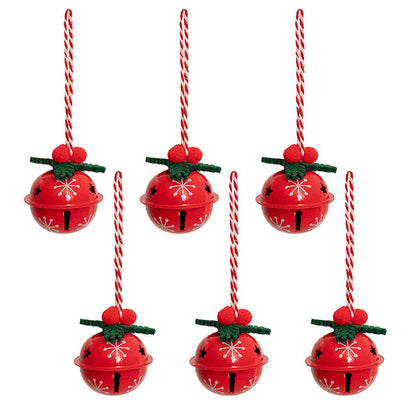 Hanging Metal Bells Set 6 Red (4cmD)
