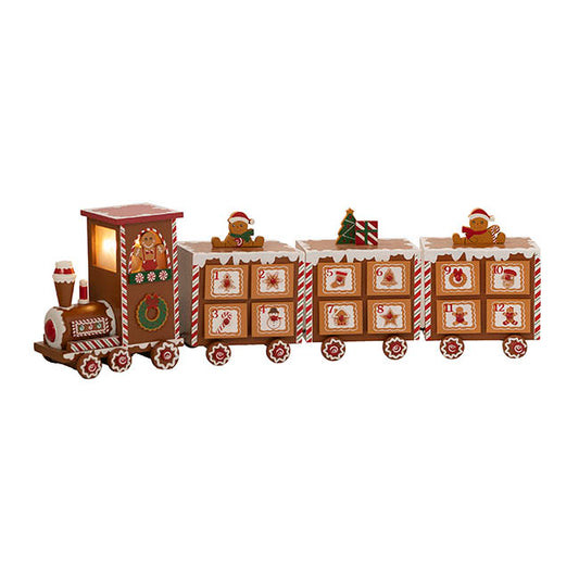 Gingerbread Advent Calendar Train Brown (52x10.5x16cm)