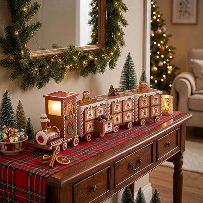 Gingerbread Advent Calendar Train Brown (52x10.5x16cm)
