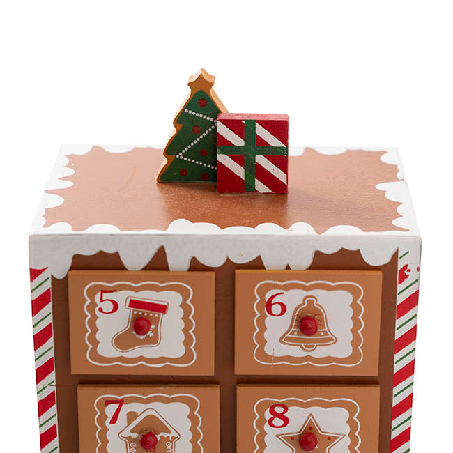 Gingerbread Advent Calendar Train Brown (52x10.5x16cm)
