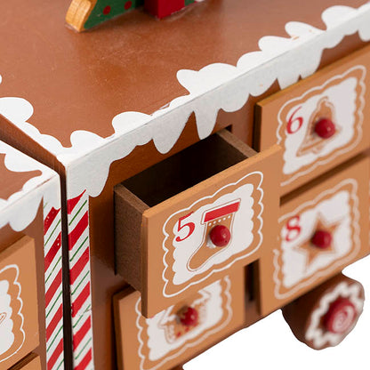 Gingerbread Advent Calendar Train Brown (52x10.5x16cm)