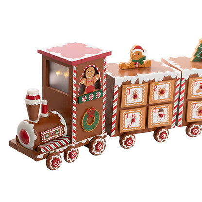 Gingerbread Advent Calendar Train Brown (52x10.5x16cm)