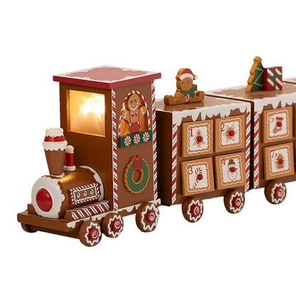 Gingerbread Advent Calendar Train Brown (52x10.5x16cm)