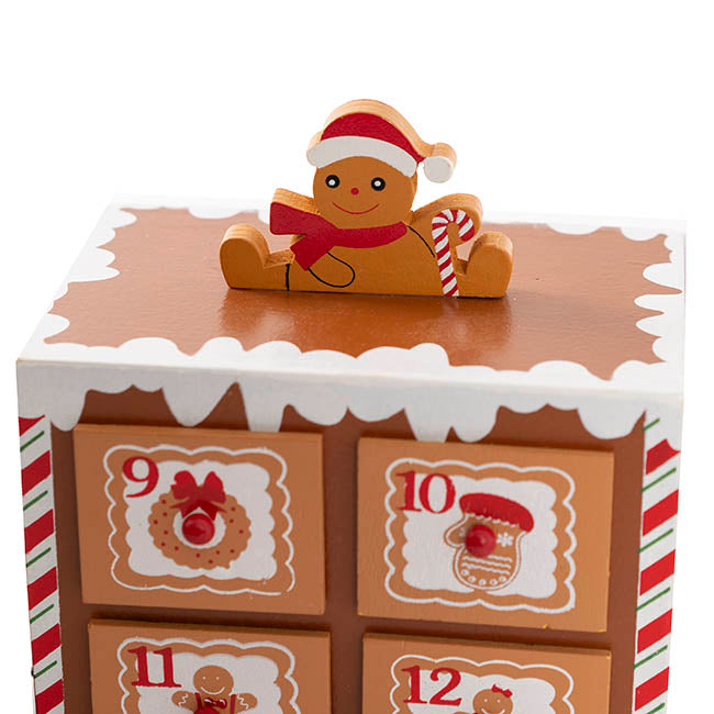 Gingerbread Advent Calendar Train Brown (52x10.5x16cm)