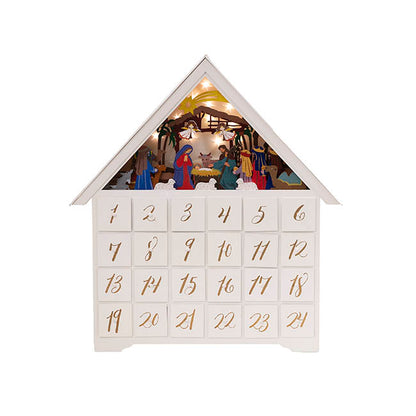 Nativity Scene Advent Calendar White (41.5x7.3x45cm)