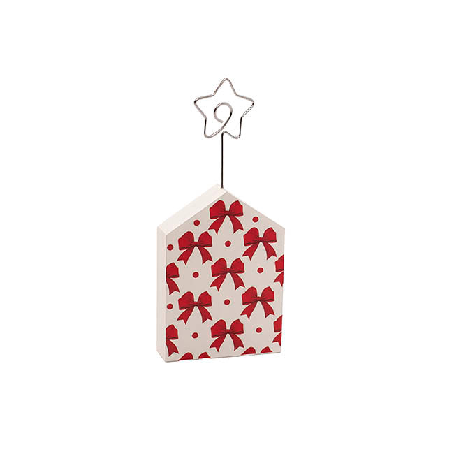 Bow Pattern Place Card Holder Pack 2 White (14cmH)