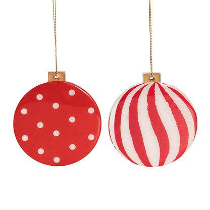Hanging Wooden Assorted Balls Set 4 Red & White (10cmH)