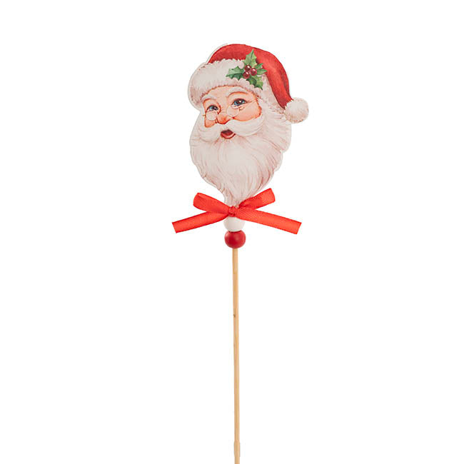 Santa & Chimney Wooden Picks Set 6 Red (30cmH)