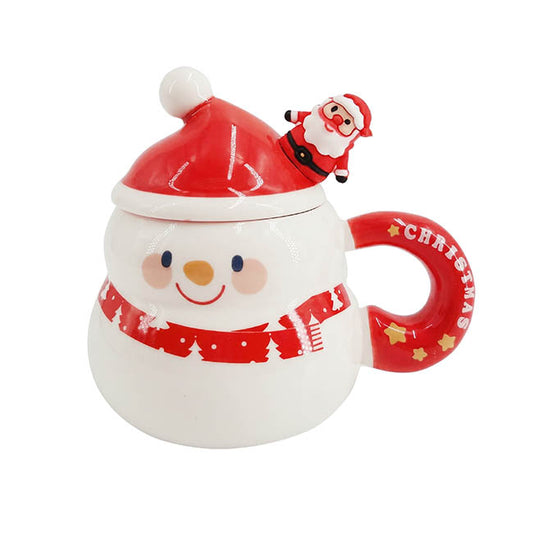 Christmas Mug w Spoon Snowman White (400mL)