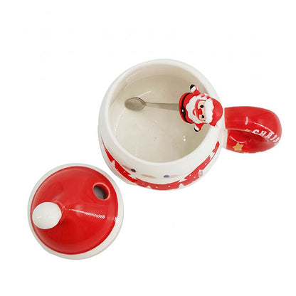 Christmas Mug w Spoon Snowman White (400mL)