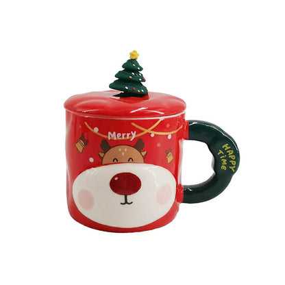 Jolly Christmas Mug w Reindeer Red (380cmL)
