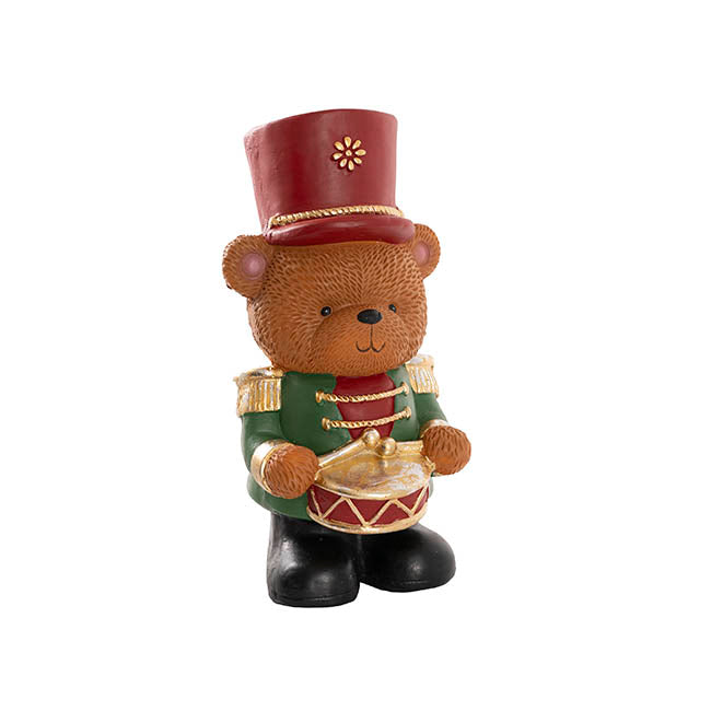 Nutcracker Bear w Drum (20x18x36cmH)