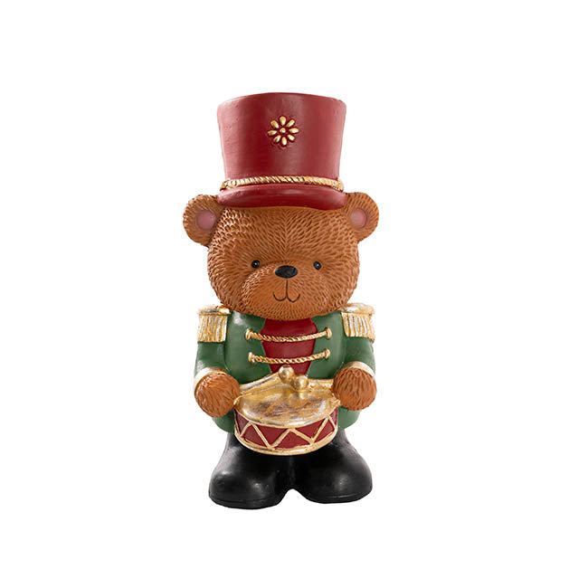 Nutcracker Bear w Drum (20x18x36cmH)