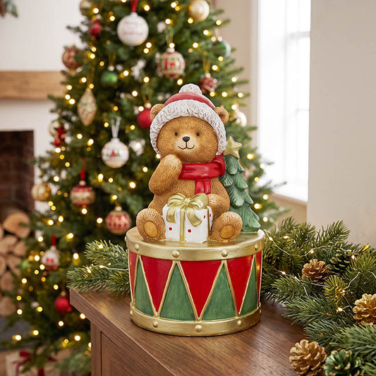 Sitting Bear on Drum Christmas Decor (26x26x42cmH)
