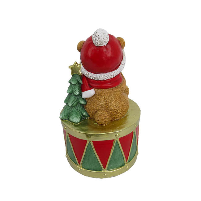 Sitting Bear on Drum Christmas Decor (26x26x42cmH)