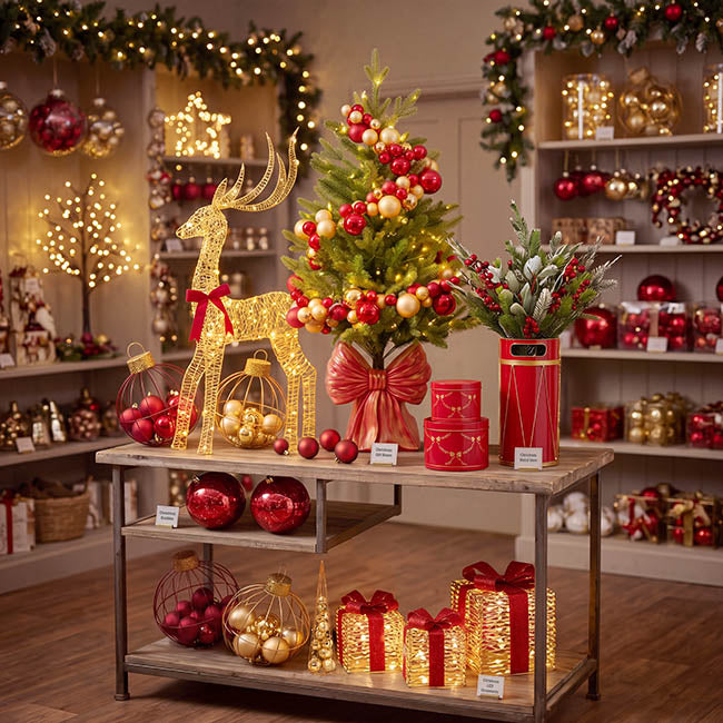 Decorative Bow MGO Tree Base Stand Red (35.5x30x39cmH)