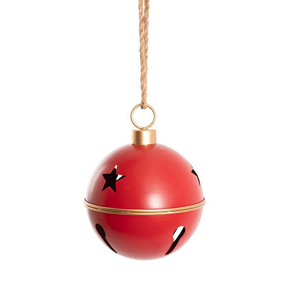 Hanging Christmas Star Large Bells Red & Gold (24.5x31.5cmH)