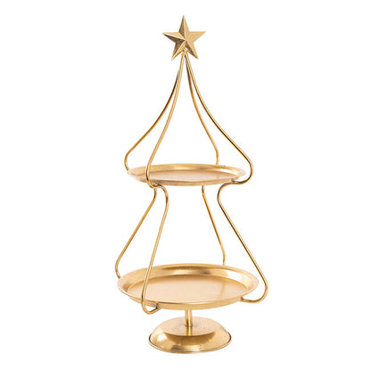 Display Tray 2 Tier Tree w Star Gold (30.5x71cmH)