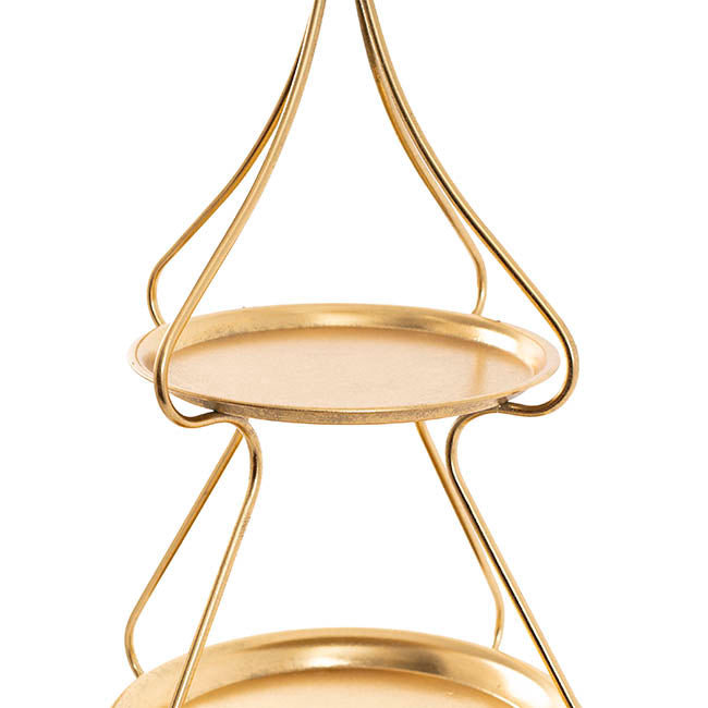 Display Tray 2 Tier Tree w Star Gold (30.5x71cmH)