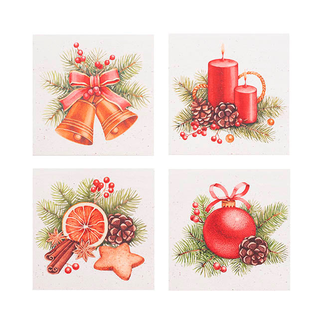 Christmas Decor Coasters Set 4 (10cmH)