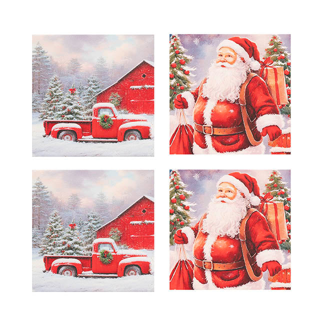Christmas Santa Coasters Set 4 (10cmH)